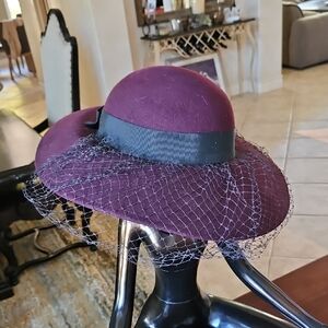 Vintage Sonni San Francisco Burgundy Wool Hat - Lancaster USA - Chic Ribbon Deta